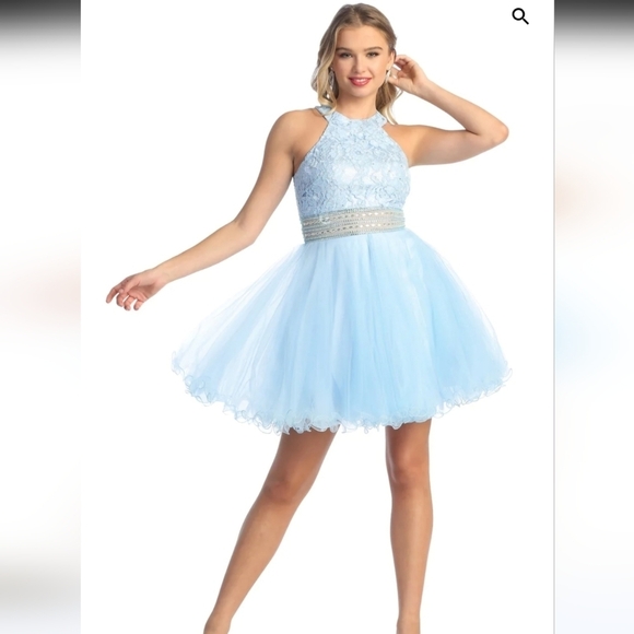 GINDY USA Silver Short Tule sleeveless Homecoming dress size S - Picture 2 of 16